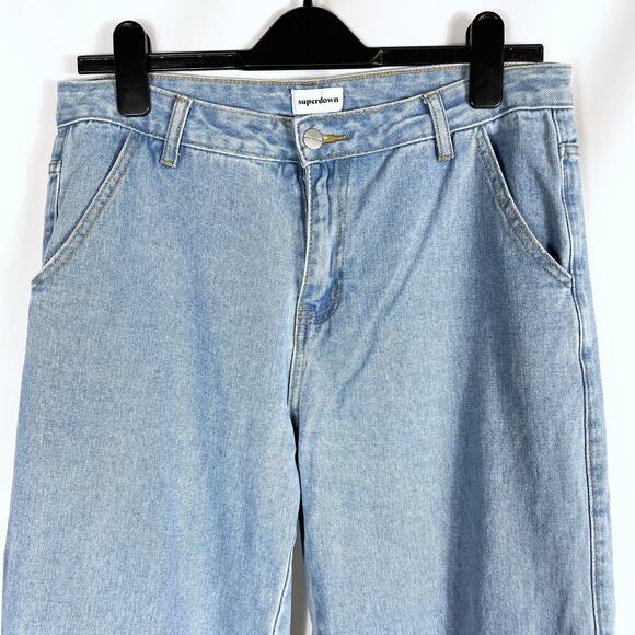 Superdown‎ Amanda Cargo Jeans Blue High Rise Pockets Straight Leg Sz 27 - Picture 6 of 11